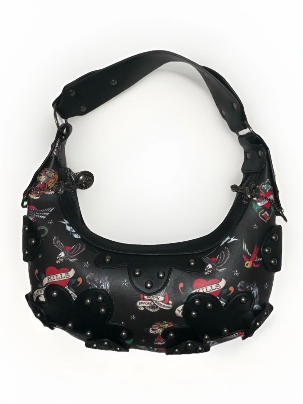 Ed Hardy Y2K tattoo revival edition crescent shoulder bag